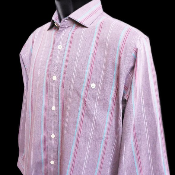 Christian Dior Vintage 70s 80s Shirt Button Front Striped Mother of Pearl Button - Picture 1 of 7